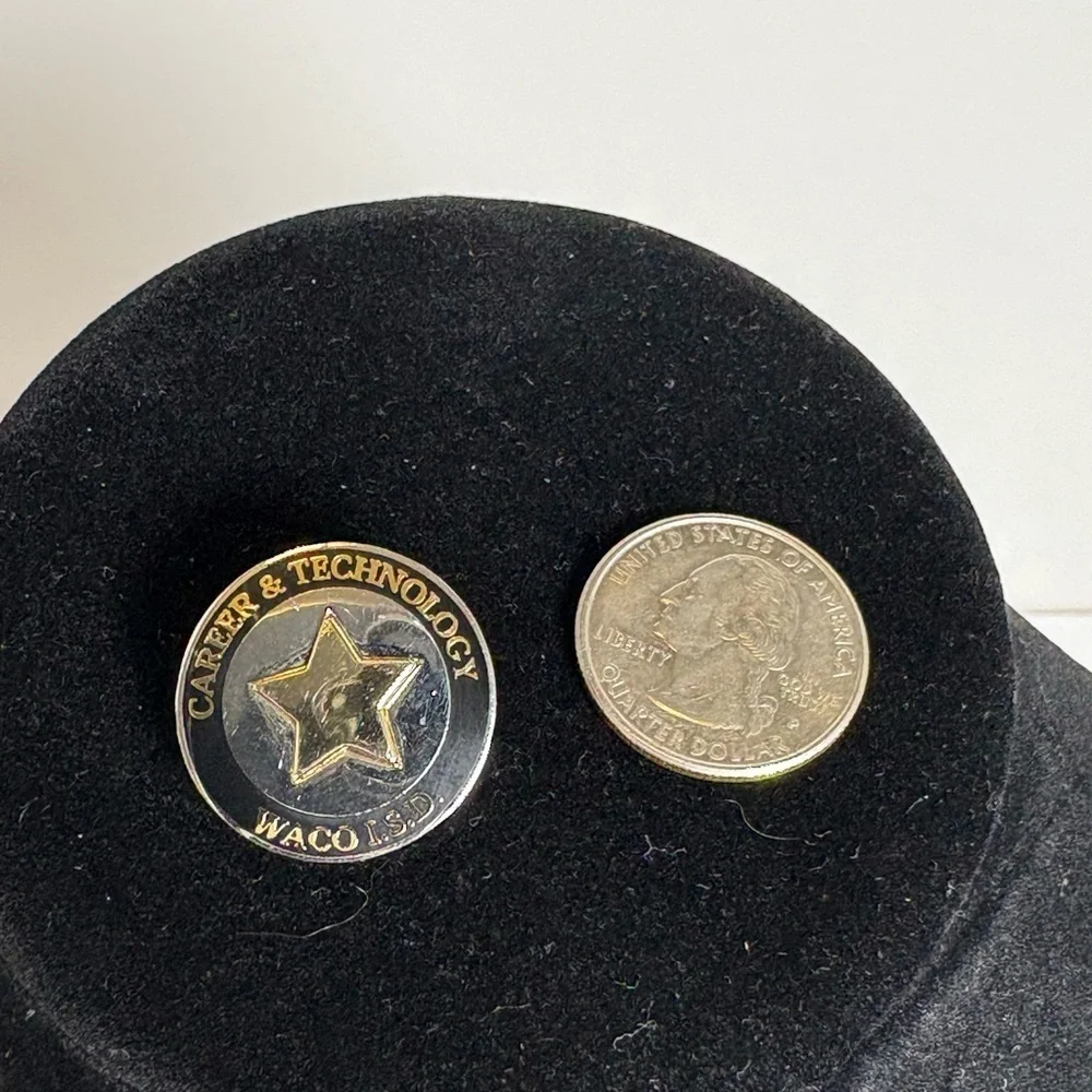 Round Black and Gold Career & Technology Pin Waco ISD